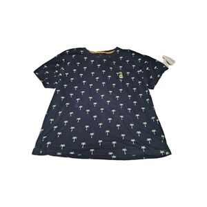 Test of Time (Palm Trees with Skulls) Navy Blue XL Cotton T Shirt